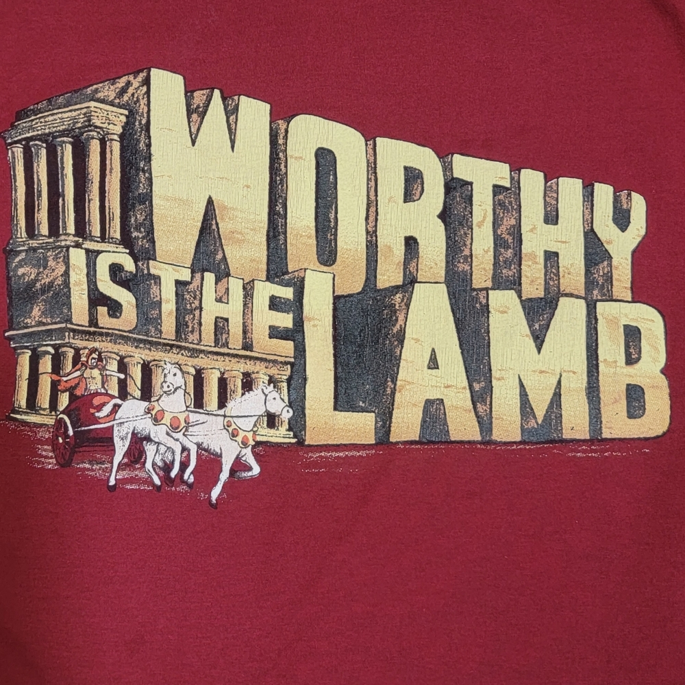 Vintage Hanes Worthy is the Lamb Christian‎ Jesus Maroon Shirt Men's M